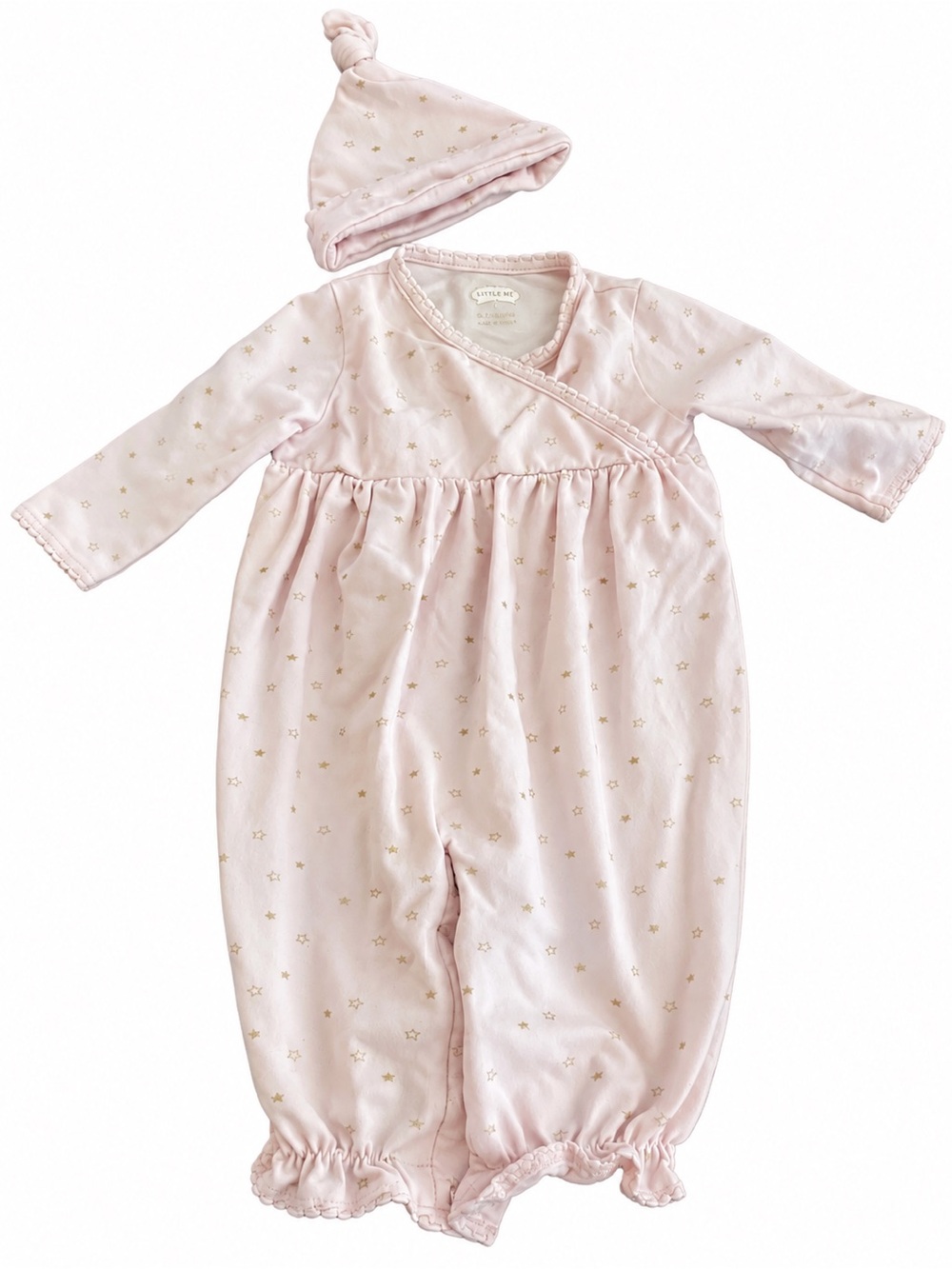 Mud Pie Pale Pink Star-Print Infant Sleep Sack with Knotted Hat